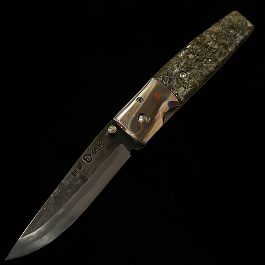 武田刃物TAKEDA　備中手打ち鍛冶 稲垣文雄作 ライナーロックフォルダーナイフ レジンB