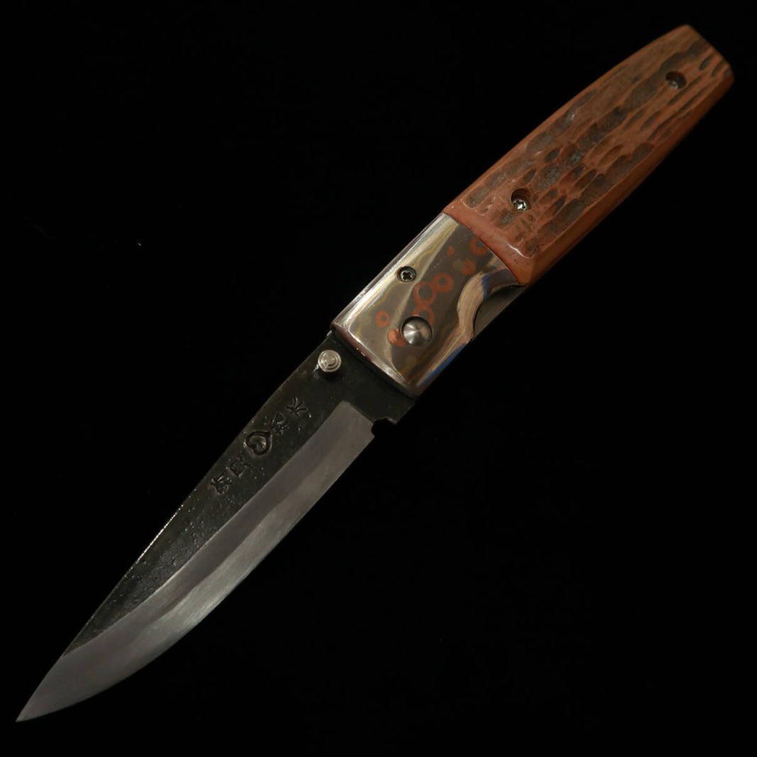 Takeda Cutelaria TAKEDA Bitchu Forjado à Mão por Fumio Inagaki Faca Folder Liner Lock Fake Stag