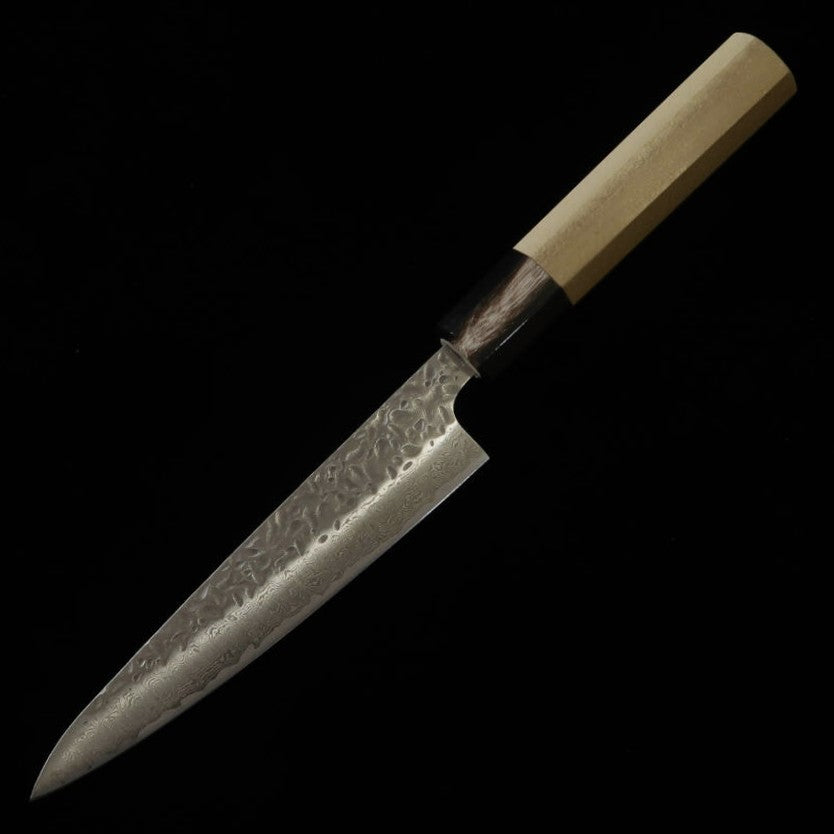 三浦刃物 MIURA ペティ AUS10 鎚目 ダママット 朴水牛柄 (135mm)
