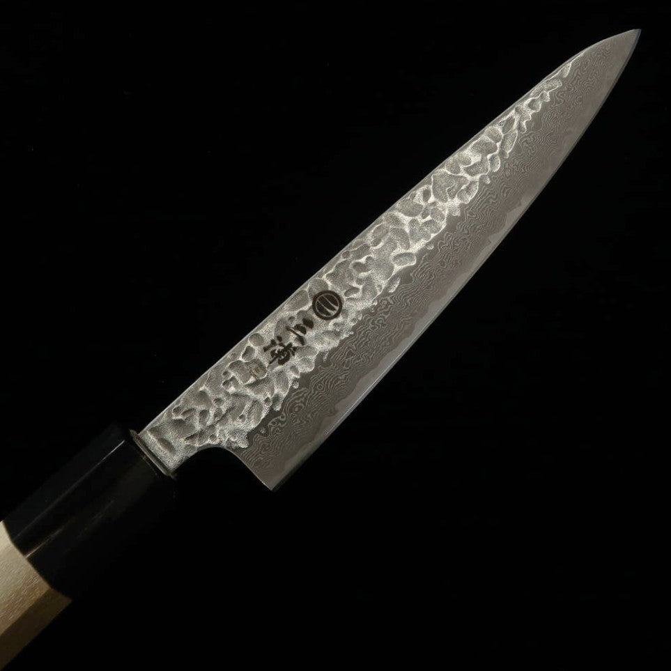 三浦刃物 MIURA ペティ AUS10 鎚目 ダママット 朴水牛柄 (135mm)