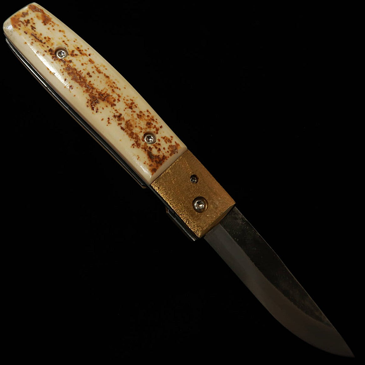 Takeda Cutlery TAKEDA Bitchu Handcrafted Blacksmith Fumio Inagaki's Liner Lock Folder Knife, Mammoth White