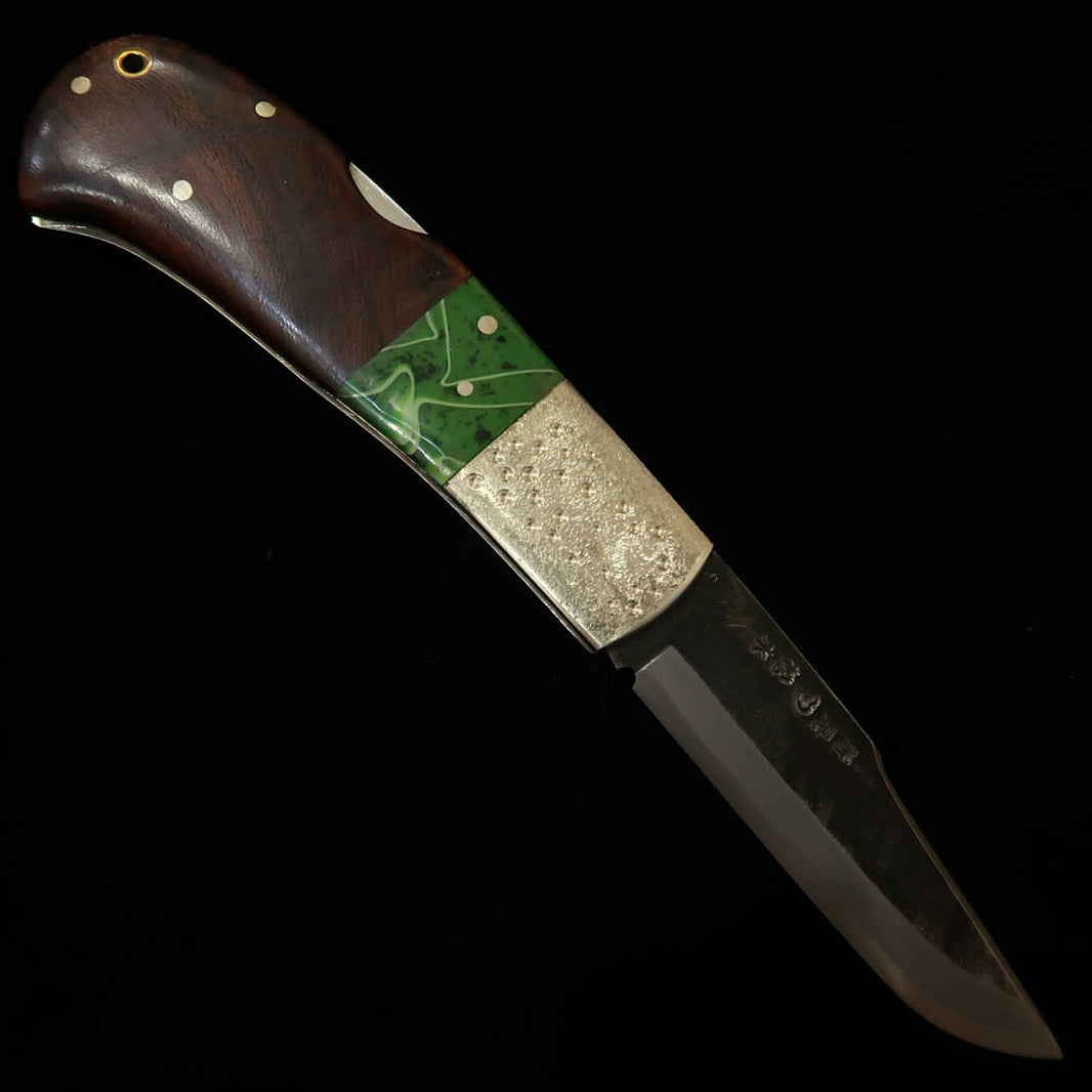 Takeda Cutelaria - Forja artesanal de Bitchu por Fumio Inagaki - Canivete com trava traseira, Resina/Ironwood