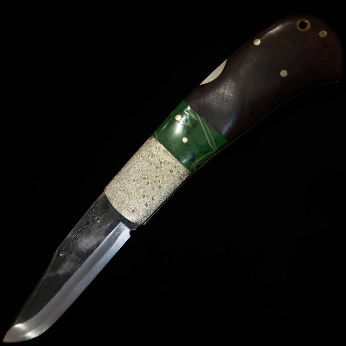 武田刃物TAKEDA　備中手打ち鍛冶 稲垣文雄作 バックロックフォルダーナイフ レジン/アイアンウッド