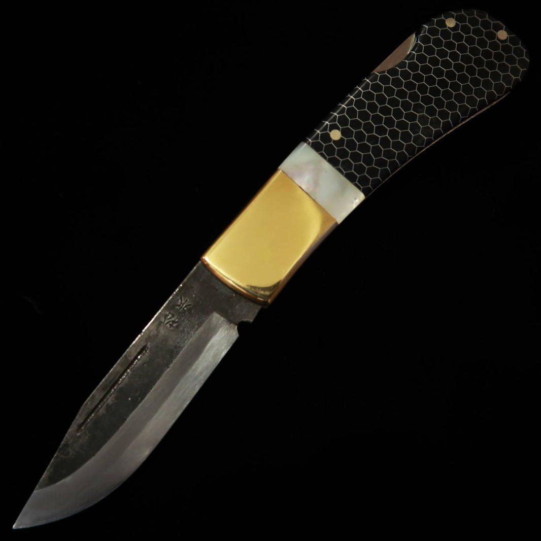 TAKEDA Cutelaria Forjado à Mão Bitchu Inagaki Fumio Faca Dobrável Back Lock Pérola/Favo de Mel