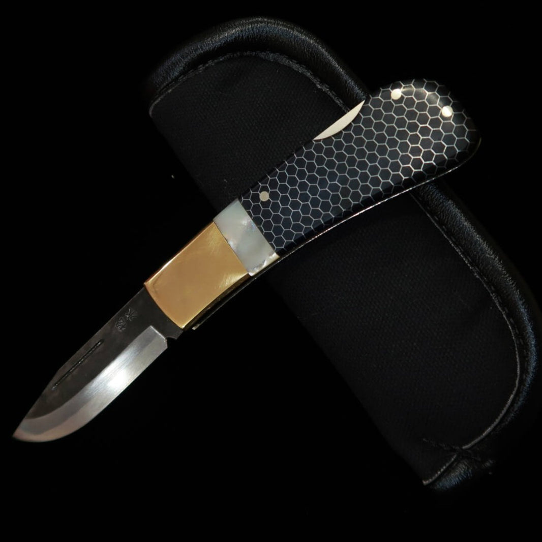 TAKEDA Cutelaria Forjado à Mão Bitchu Inagaki Fumio Faca Dobrável Back Lock Pérola/Favo de Mel