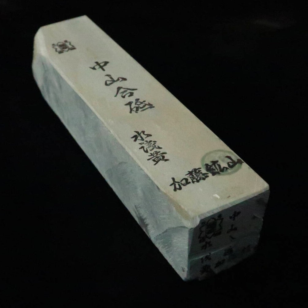 Pedra de amolar natural Nakayama Aoto, cor mizu-asagi, formato tipo “san”, 45 × 206 × 45 mm