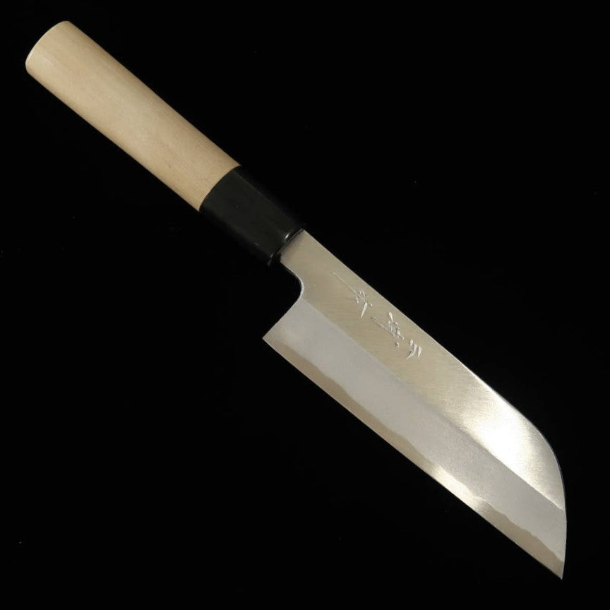 Deba MIURA biselado, acero japonés, mango redondo de cuerno de búfalo y madera de magnolia (105/130 mm)