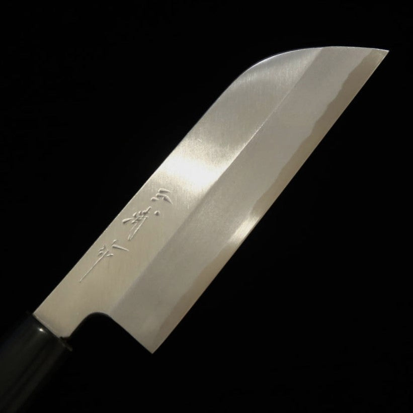 Deba MIURA biselado, acero japonés, mango redondo de cuerno de búfalo y madera de magnolia (105/130 mm)