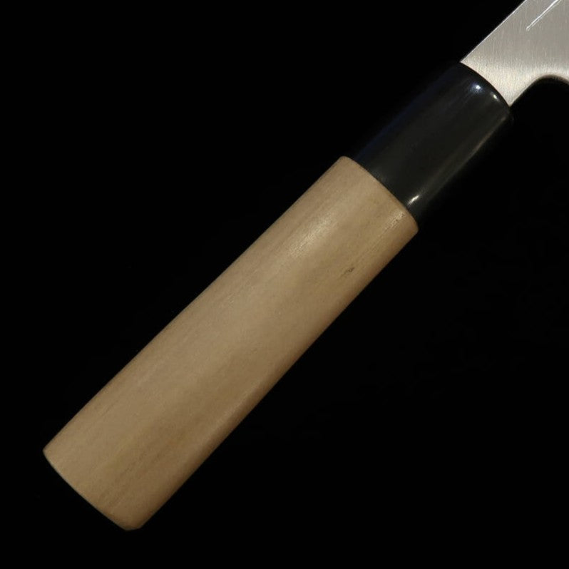 Deba MIURA biselado, acero japonés, mango redondo de cuerno de búfalo y madera de magnolia (105/130 mm)