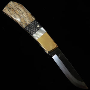 Takeda Cutelaria TAKEDA Bitchu Forjado à Mão por Fumio Inagaki Faca Folder Back Lock Pérola/Dente de Mamute/Favo de Mel