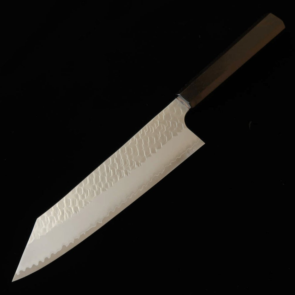 二唐刃物鍛造所 NIGARA SG2 磨き槌目 切付牛刀 黒檀一体型柄 (210mm
