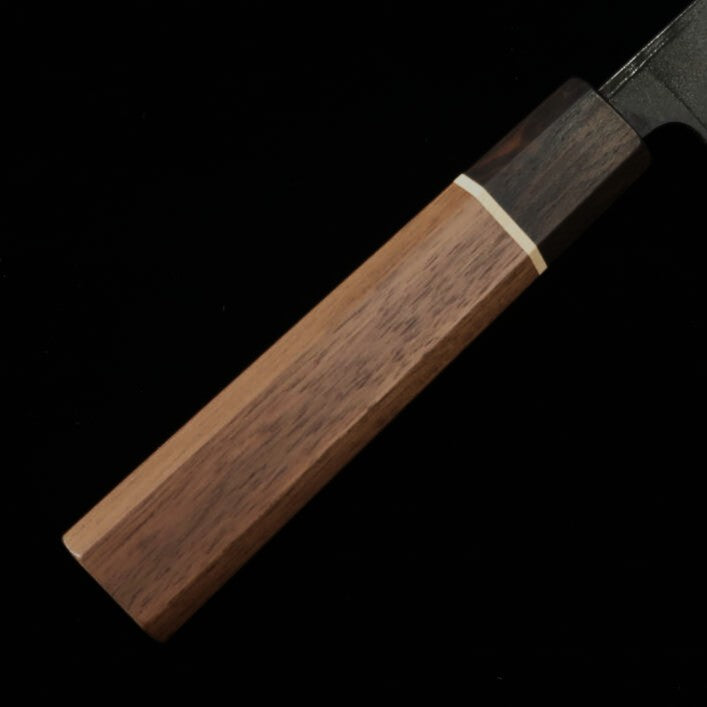 Santoku MIURA Murame, aço azul #2, acabamento kuro-uchi, cabo octogonal de noz (165mm)
