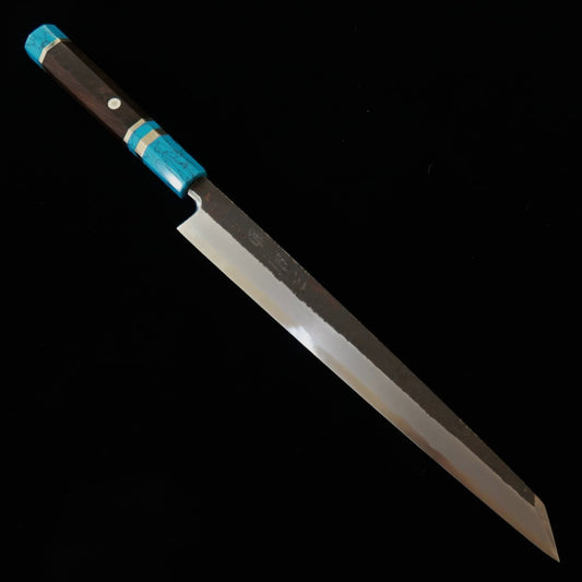 三浦頂MIURAItadaki 切付柳刃 白紙二号 黒打ち ターコイズハンドル（270mm）