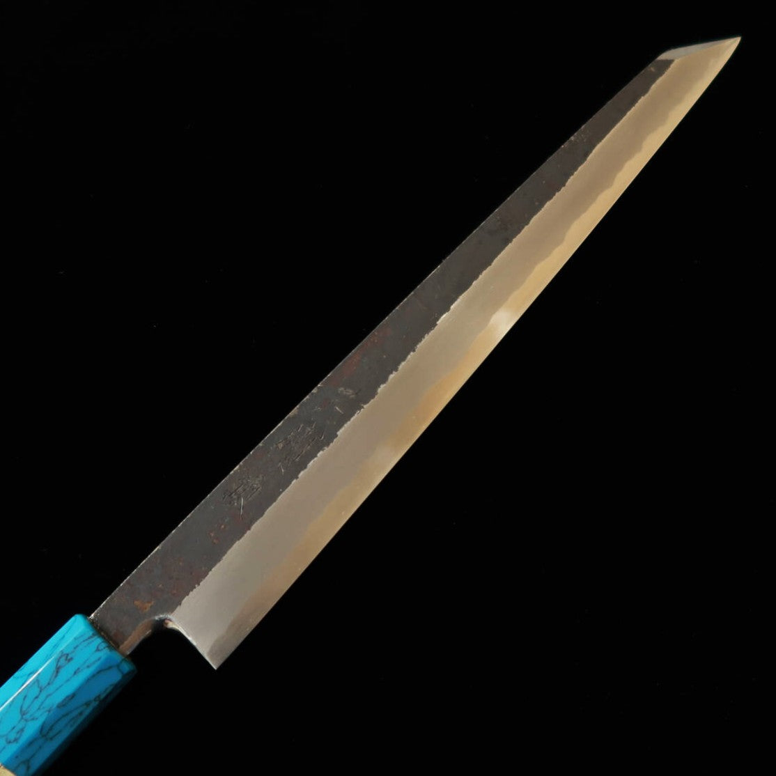 三浦頂MIURA Itadaki 田中義一 切付柳刃 白紙二号 黒打ち ターコイズハンドル（270mm）
