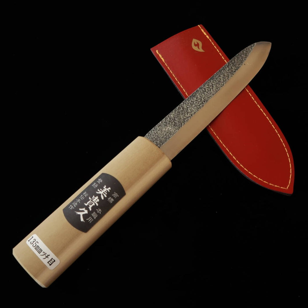 Cuchillo Makiri Ikeuchi Hamono IKEUCHI, acero Shirogami #2, obra de Mikihisa, acabado martillado, mango de magnolia (135/150 mm)