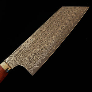 Nakiri kiritsuke NIGARA SG2, patrón oscuro, damasco, mango de madera de burl de karín (180 mm)