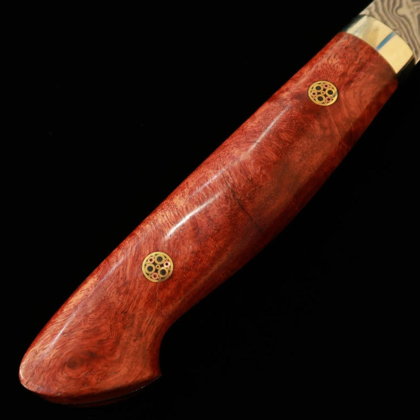 NIGARA Kiritsuke Nakiri SG2 Damascus Steel Knife with Dark Pattern, Rosewood Handle (180mm)