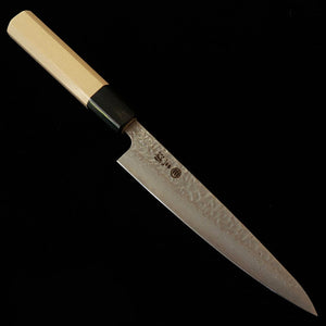 三浦 MIURA ペティ AUS10 マットダマスカス 槌目 朴水牛八角柄 （150mm）