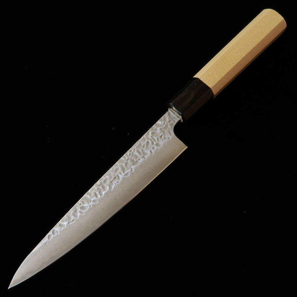 三浦 MIURA ペティ AUS10 マットダマスカス 槌目 朴水牛八角柄 （150mm）