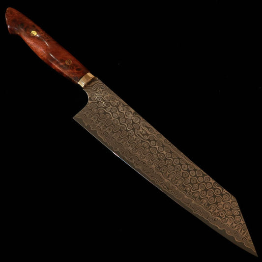 Nigara Hamono Nigara SG2 Padrão Escuro Kiritsuke Gyuto Cabo de Burl de Carvalho (240mm)