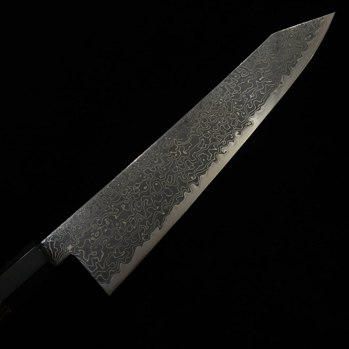 三浦MIURA 切付牛刀 流氷 SG2 黒染めダマスカス 黒水牛ウェンジ八角柄（240mm）