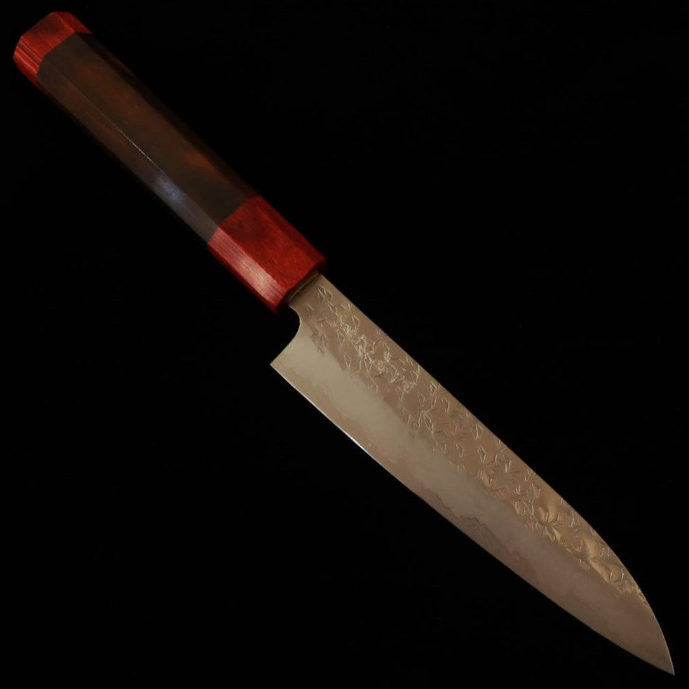 STYLE-K Makoto Kurosaki Petty Kaen Damasco Coreless Martelado Cabo Octogonal em Ébano (135mm)