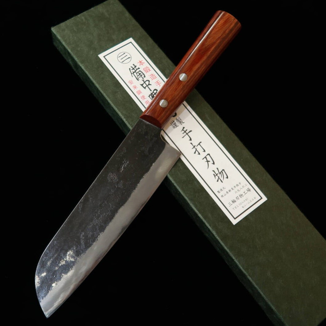 Miwahamono MIWAHAMONO Nakiri-Santoku híbrida Aogami #1, san-mai inox, cabo encaixado (165 mm)