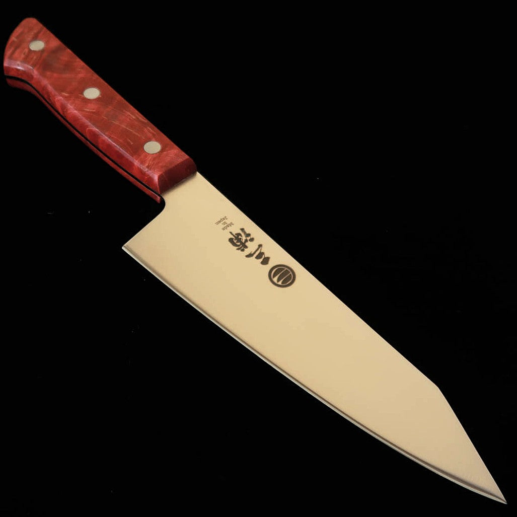 Miura Santoku kiritsuke, inox, cabo em madeira estabilizada vermelha (160 mm)