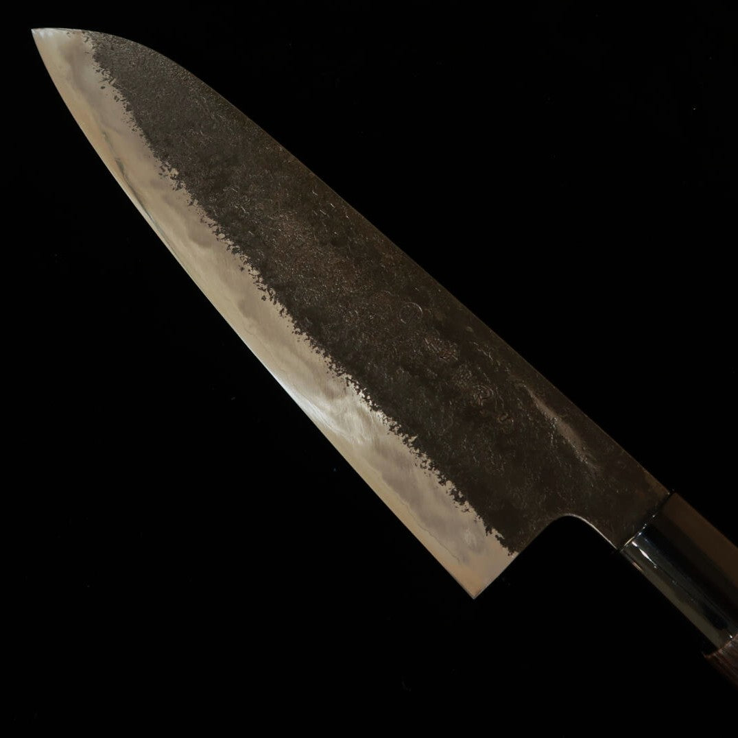 Miwa Hamono MIWAHAMONO Gyuto acier Ao n°1, manche en châtaignier brûlé (210 mm)
