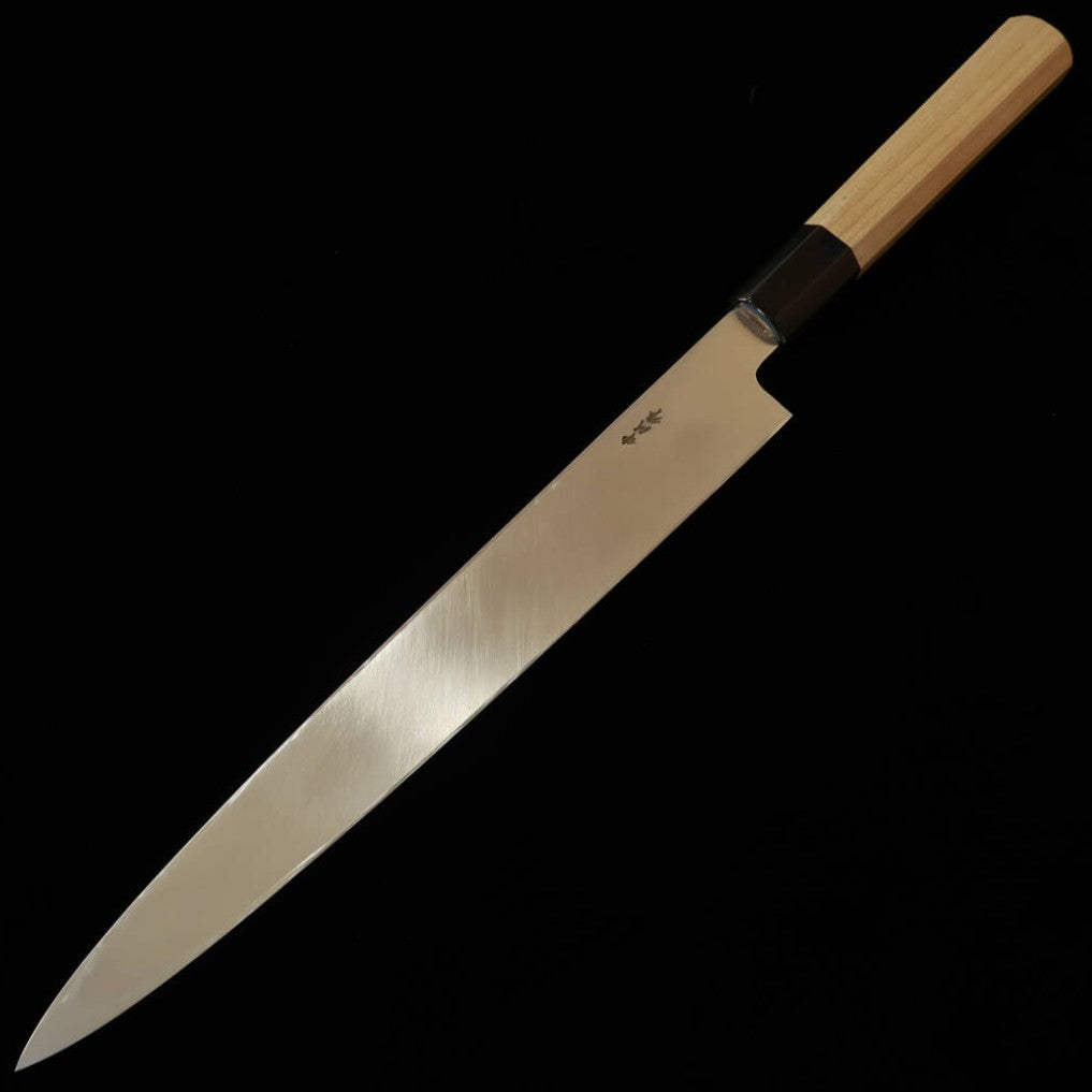 Yanagiba MIURA OBIDAMA Nakagawa Satoshi, VG10, acabado espejo, mango octogonal de magnolia (270/300 mm)