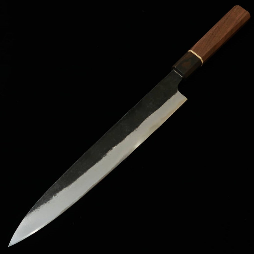 MIURA Genbu Aogami n°2 Finition noire Sujihiki Manche octogonal noyer (255 mm)
