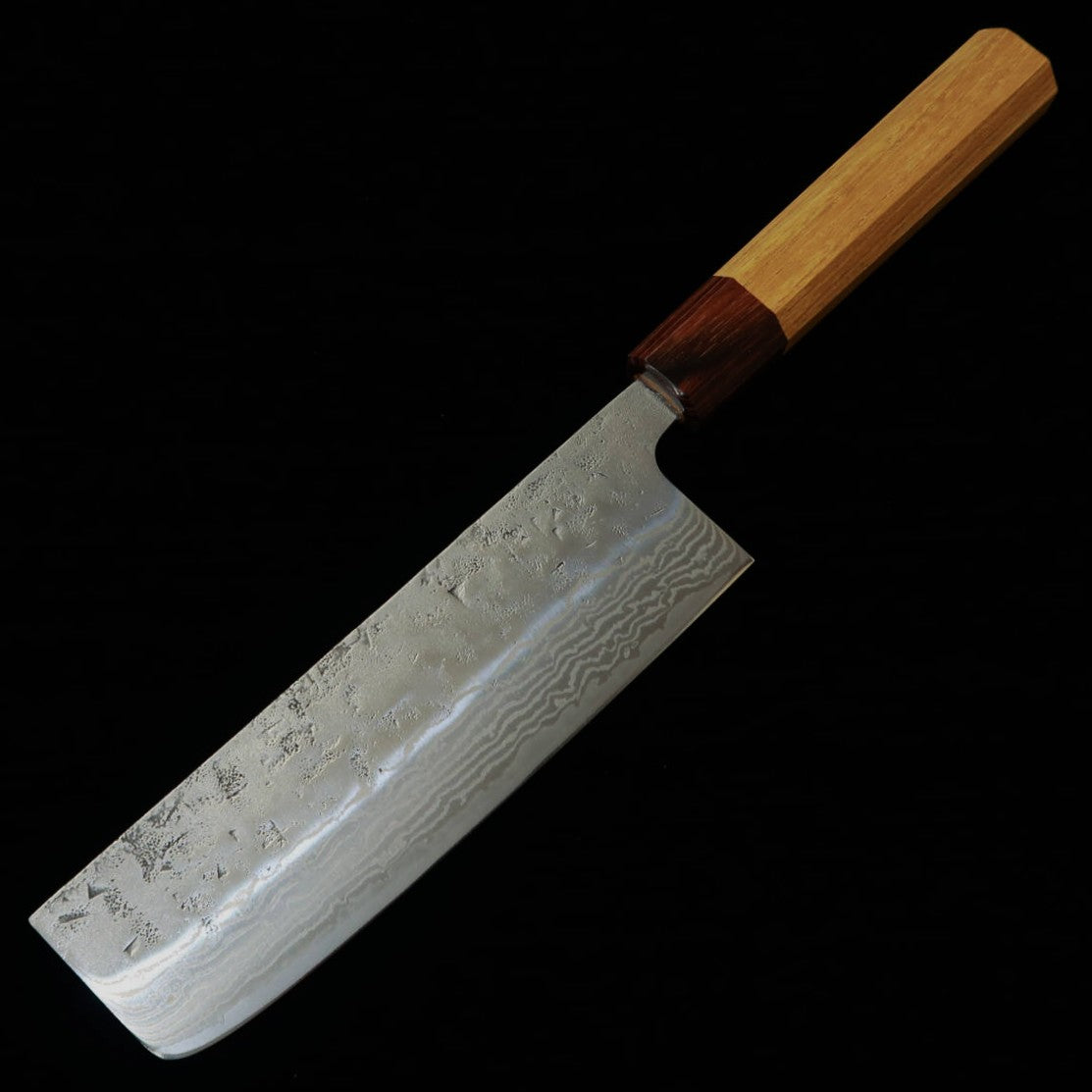 三浦MIURA 菜切 スウェーデン鋼 梨地ダマスカス 欅柄（165mm）
