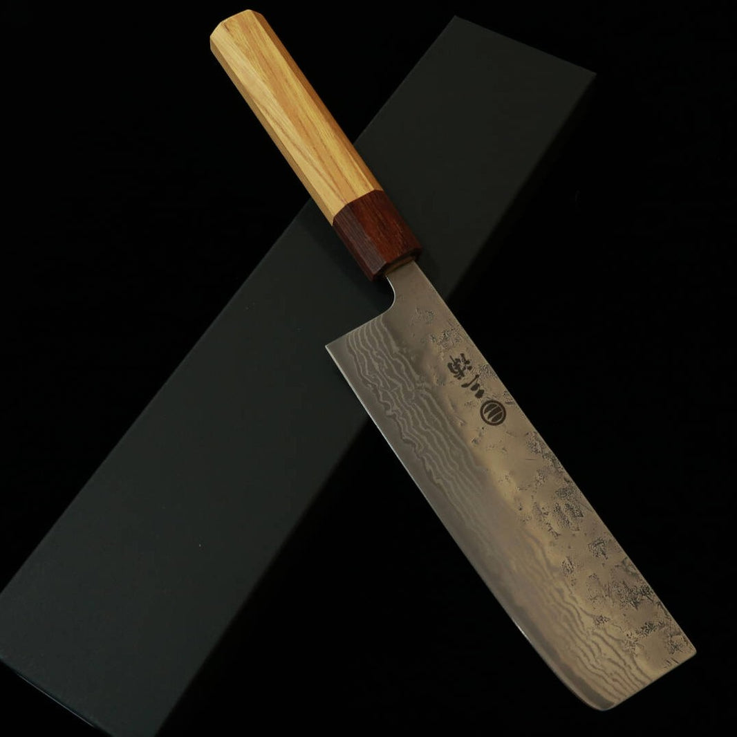 Miura MIURA Nakiri Aço Sueco Damasco Nashiji Cabo de Olmo (165mm)