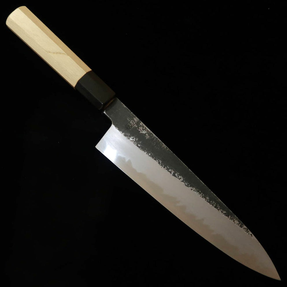 SakaiKikumori SAKAIKIKUMORI Kizuki Kuro Gyuto Shirogami #2 acabamento preto cabo octogonal de magnólia (210 mm)