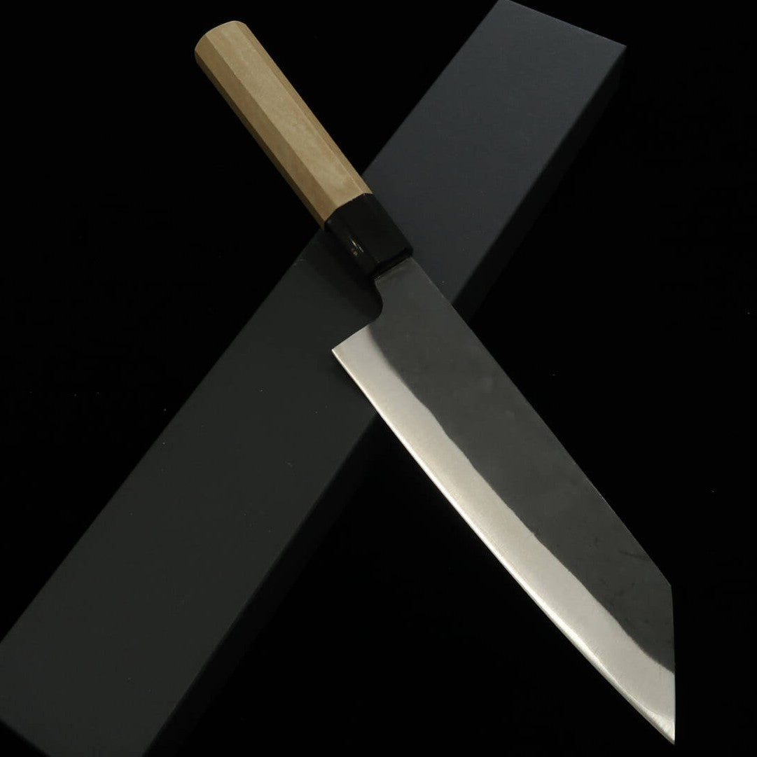 三浦MIURA 文化 青紙一号 ステンクラッド 黒打ち 水牛朴八角柄 （190mm）