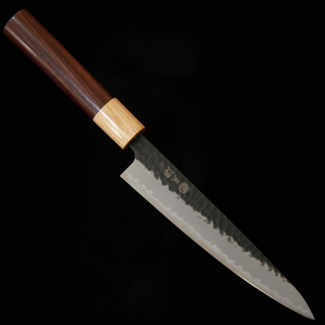 三浦MIURA ペティ 青紙スーパー 黒打 紫檀柄（150mm）