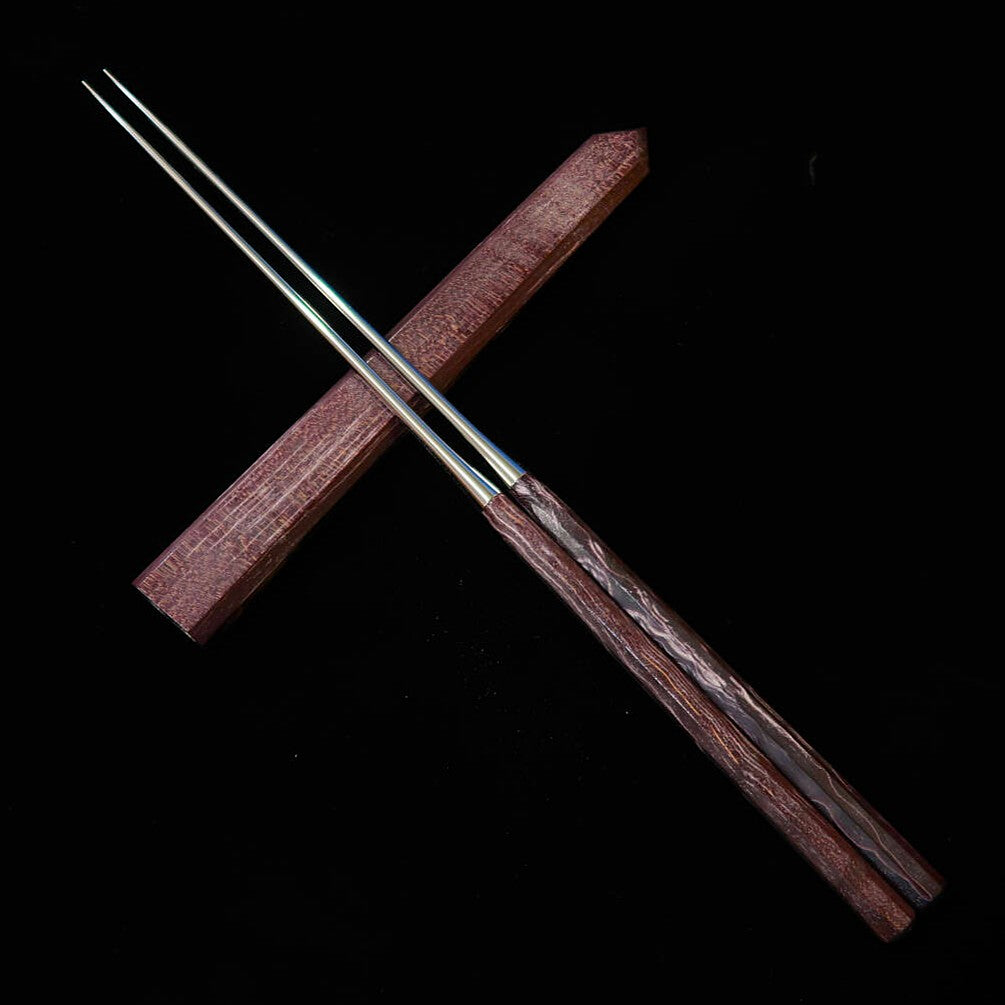 三浦 MIURA 盛り箸 紫スタビライズウッド柄 鞘付き（150/180mm）