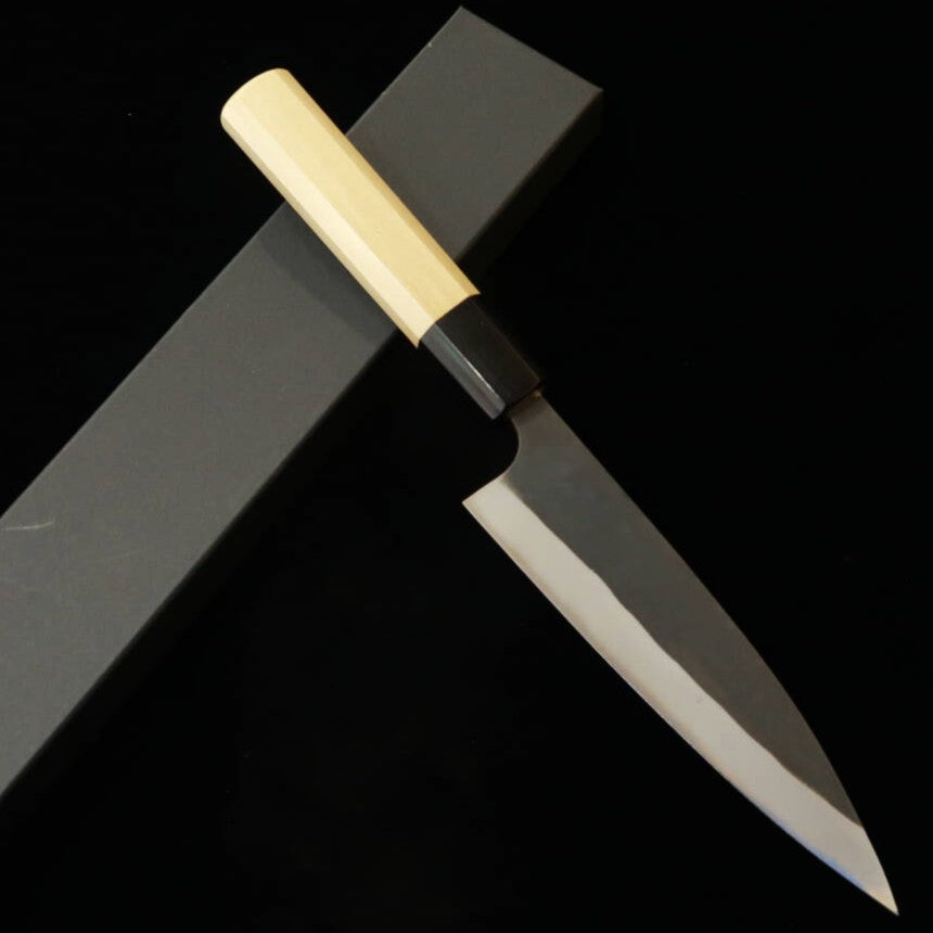 三浦MIURA アジ切 青紙一号 黒打ち 朴八角柄（145mm）