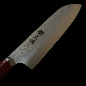 Miura MIURA Santoku VG10 Acabado martillado Mango laminado rojo (165 mm)