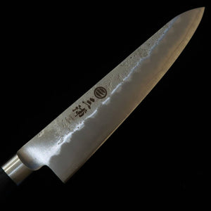 三浦MIURA ペティ 銀紙三鋼 梨地 鍔付き黒合板柄（135mm）