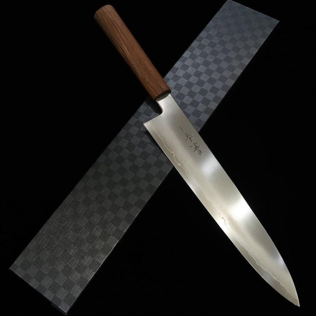 【廃盤】景清KAGEKIYO 和牛刀 銀紙三号 ウォルナット縦縞柄 （270mm）