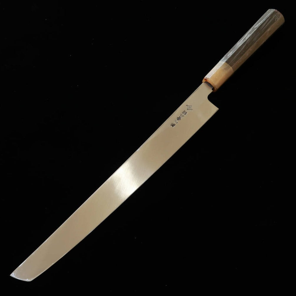 酔心 SUISIN 土井逸夫作 疾風 先丸蛸引 青紙二号 鏡面 本霞 黒檀八角水牛柄 （300mm）