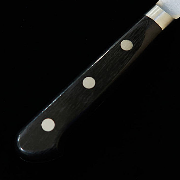 三浦MIURA ペティ 銀紙三鋼 梨地 鍔付き黒合板柄（135mm）