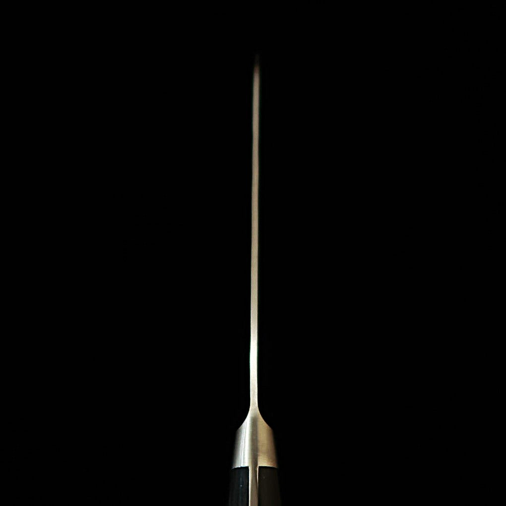 三浦MIURA ペティ 銀紙三鋼 梨地 鍔付き黒合板柄（135mm）