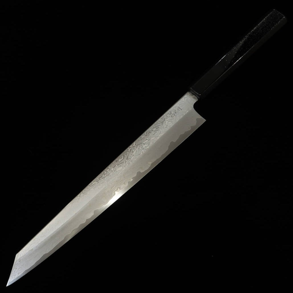 Kagekiyo KAGEKIYO Wagyuto Kirituke Aogami n°1 Damas inox, manche Hirame (270mm)