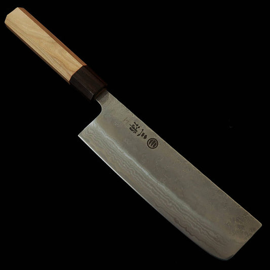 MIURA Nakiri 440C Nashiji Damasco Cabo Octogonal de Cerejeira (165mm)