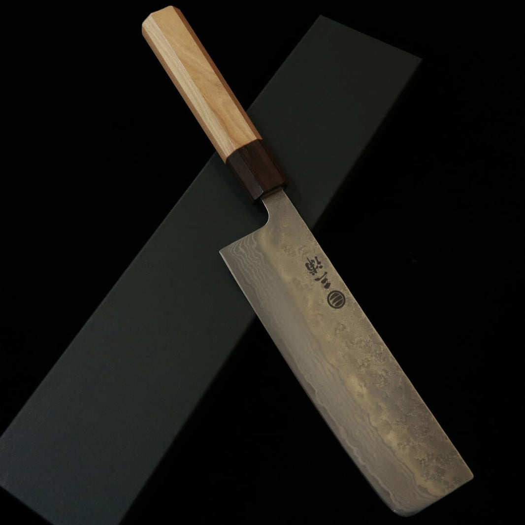 MIURA Nakiri 440C Nashiji Damasco Cabo Octogonal de Cerejeira (165mm)