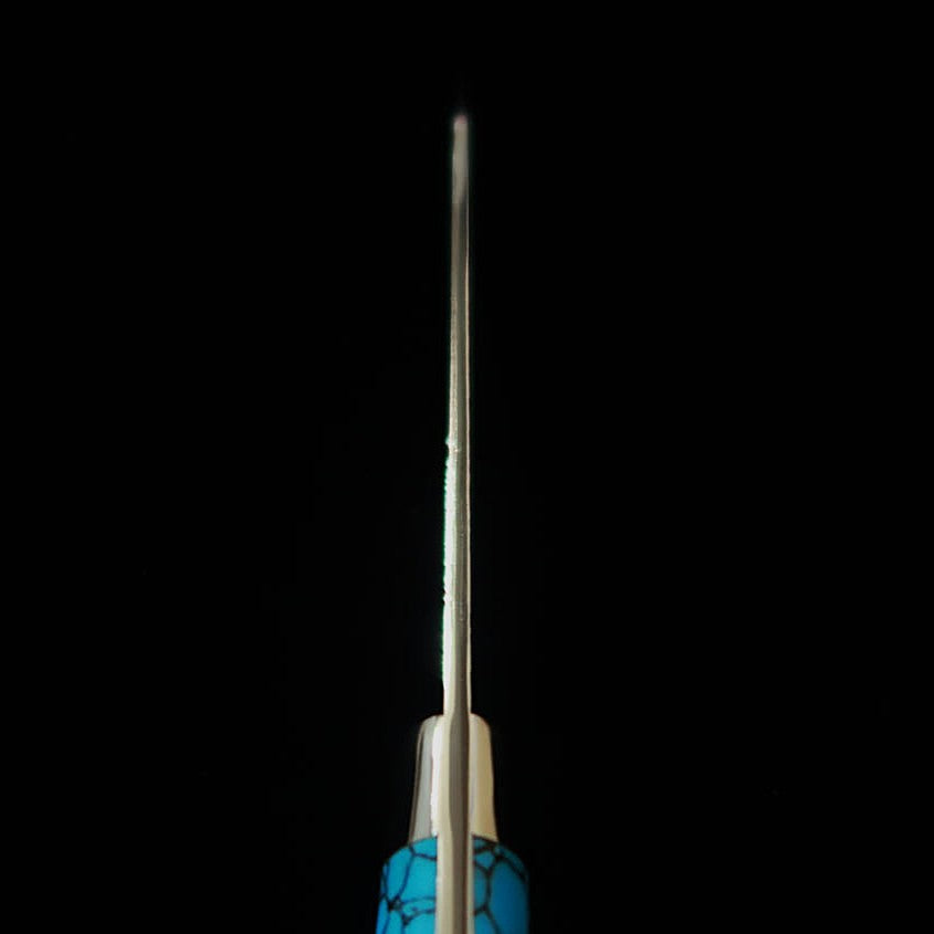 Saji Takeshi, New Nomura Type SG2 Diamond Finish Petty Knife, Blue Turquoise (90mm)