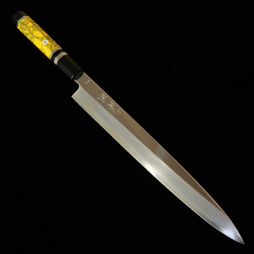 三浦佩MIURA Obidama 柳刃 VG10 鏡面仕上げ カスタムハンドル イエロー（270mm）