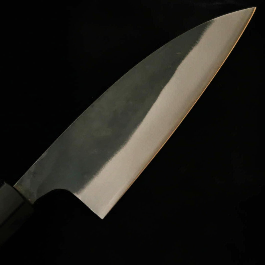 三浦 MIURA 小包丁 青紙一号 黒打ち ステン 朴八角柄　（105㎜）